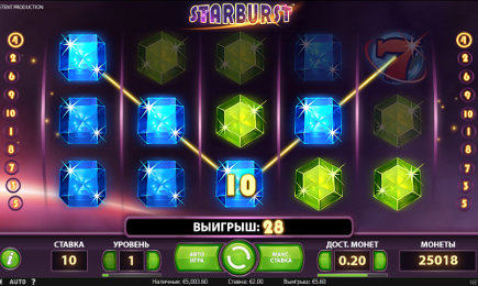 5й по популярности зарубежный слот - Starburst